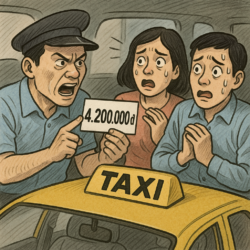 VỤ XE ÔM VÀ TAXI CHẶT CHÉM TIỀN CƯỚC TỚI 4,2 TRIỆU ĐỒNG Ở HÀ NỘI